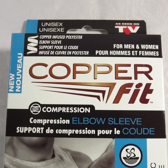 2 Compression Elbow Sleeves, Unisex, Black, Copper Fit - Picture 4 of 11